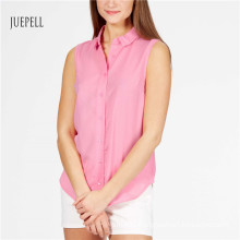 Pink Cotton Sleeveless Women Shirt